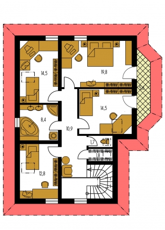 Image miroir | Plan de sol du premier étage - ELEGANT 123